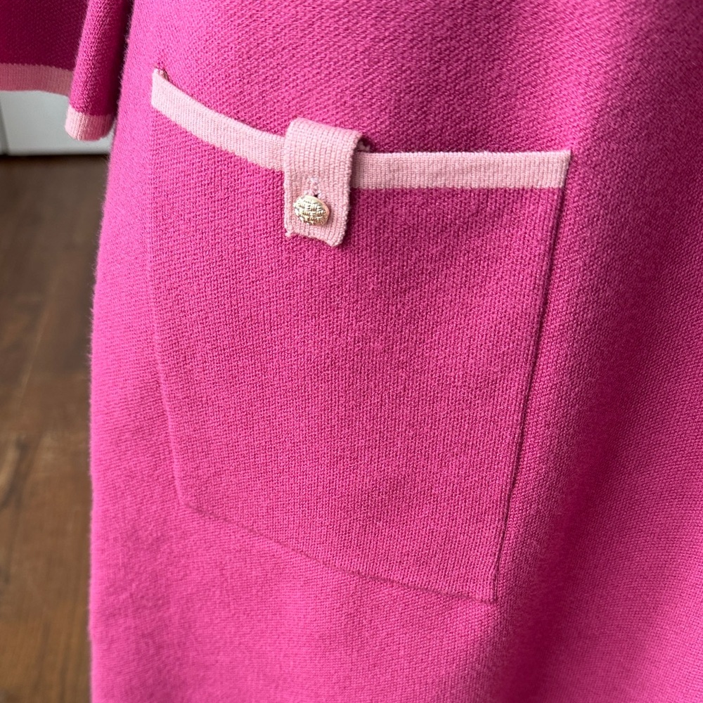 FATE Pink Mock Neck Knit Dress w/ Pockets & Gold Buttons NWT - Picture 3 of 10